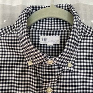 GAP standard fit coupe standard Oxford shirt, navy gingham, size S